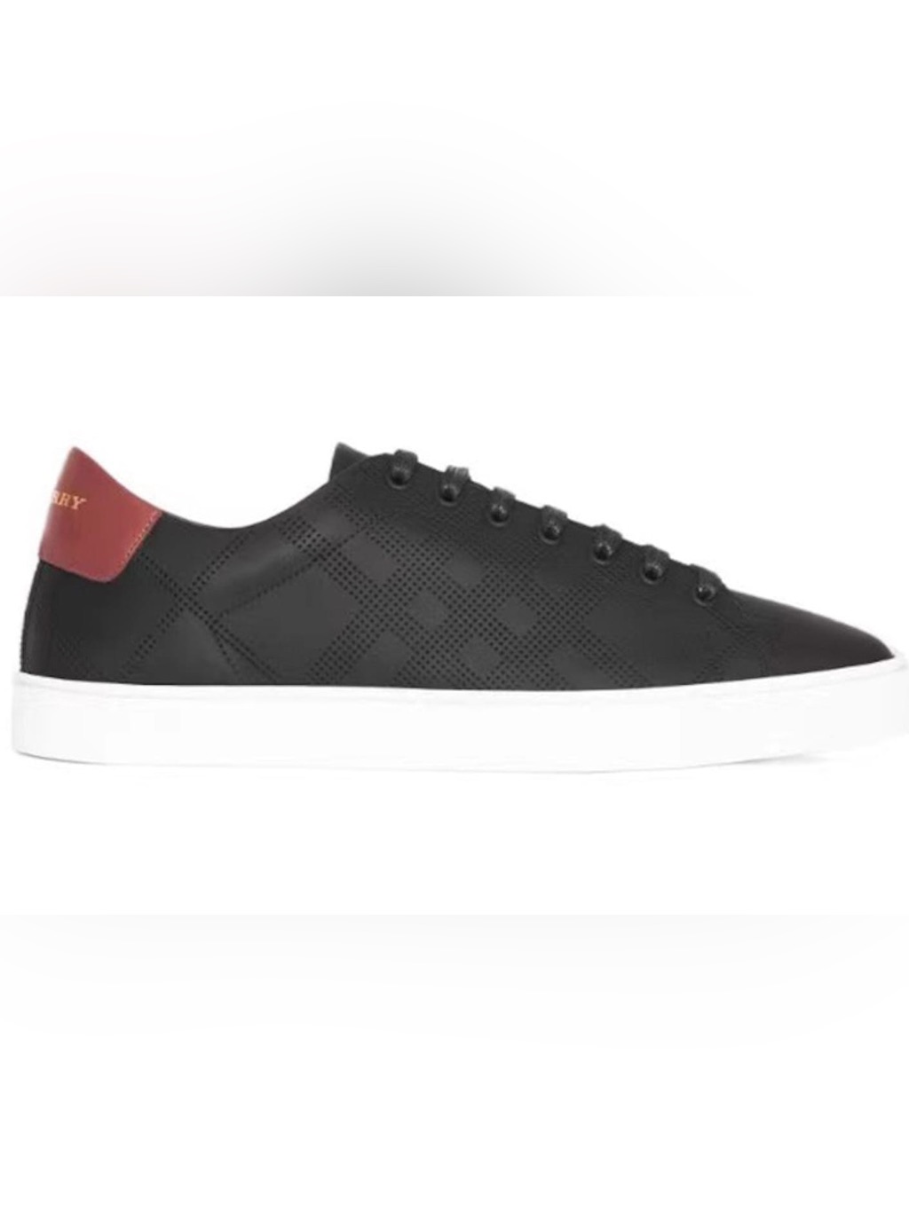 Burberry Black & Burgundy Leather Low-Top Sneakers